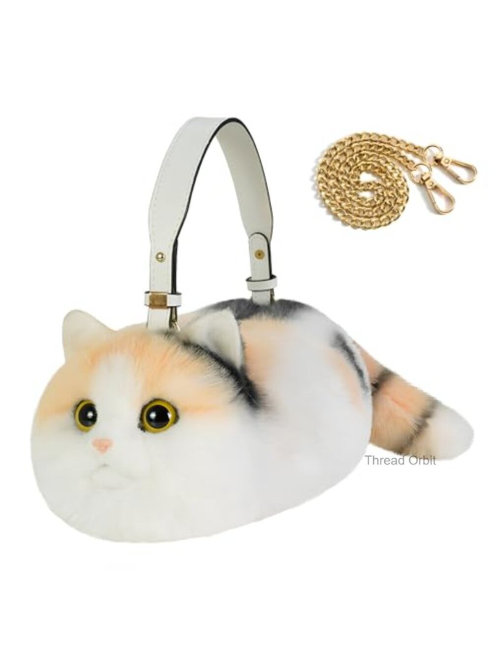 Cat Crossbody Bag Realistic Cat Shaped Backpack Adjustable Strap Metal Chain